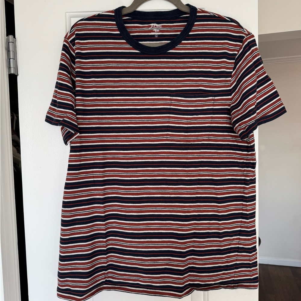 J Crew Striped T-Shirt Classic Fit / cotton knit goods